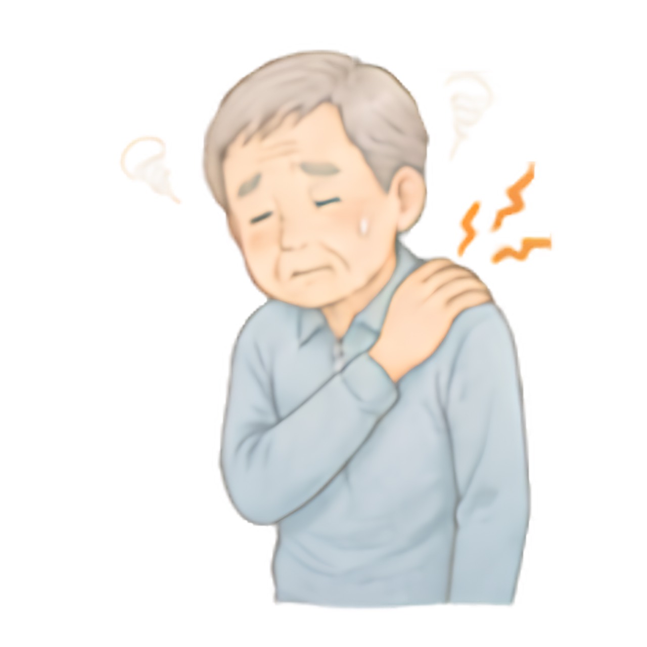 肩のこわばりに悩む高齢者のイラスト